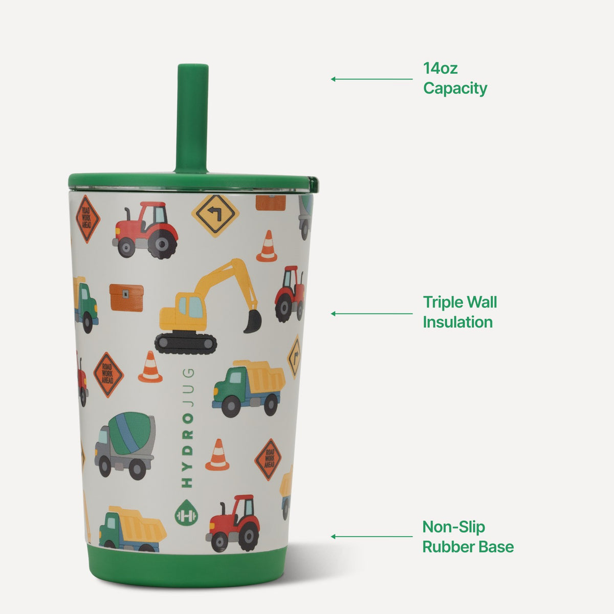 HydroJug | Everyday Tumbler 14oz - Ceramic-Lined Spill-Free Kids Tumbler – Under Construction