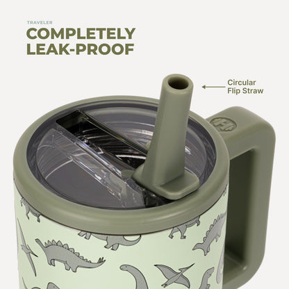 HydroJug | Traveler 20oz - Leakproof Kids Tumbler with Handle – Dinosaur