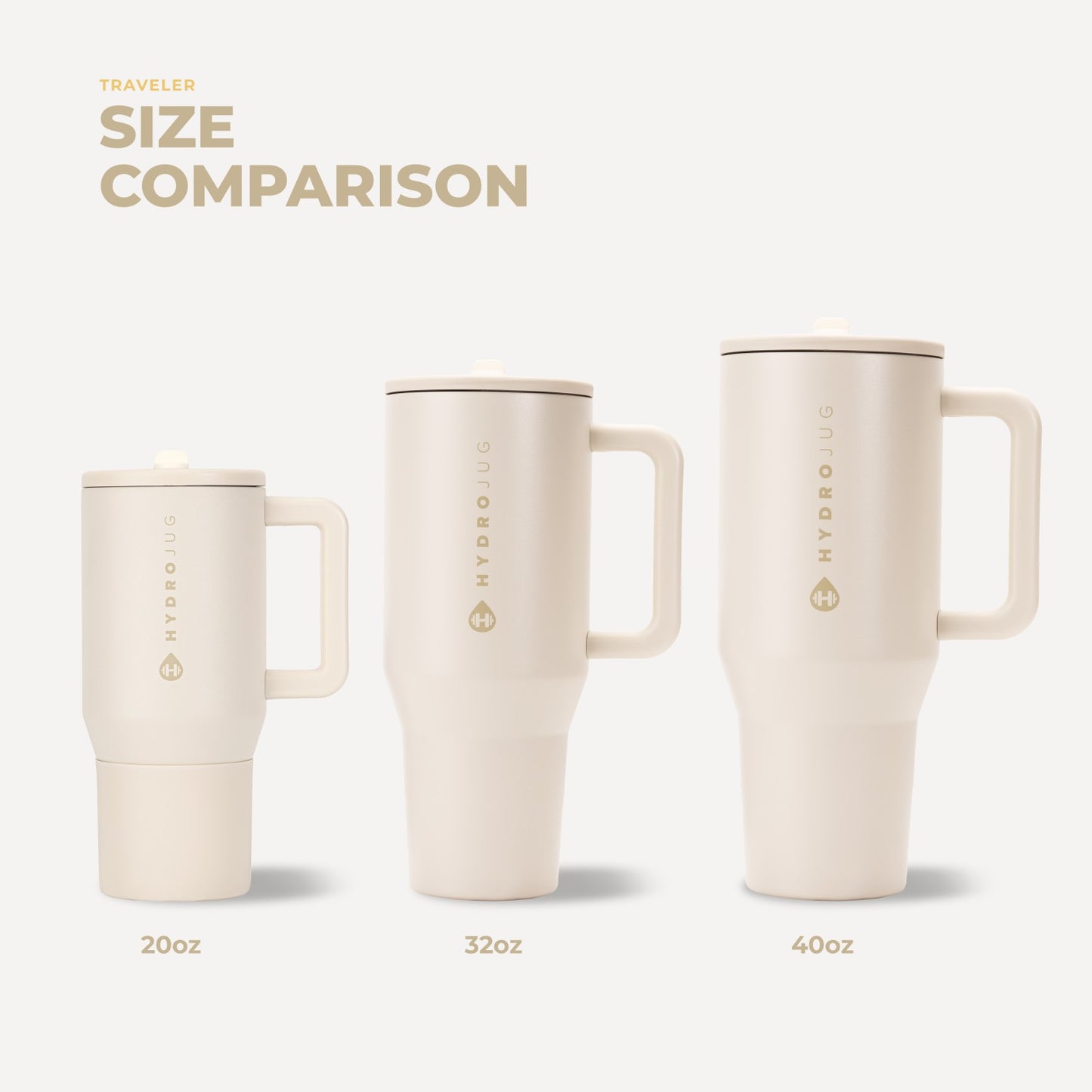 HydroJug | Traveler 20oz - Compact Insulated Tumbler with Handle – Cream