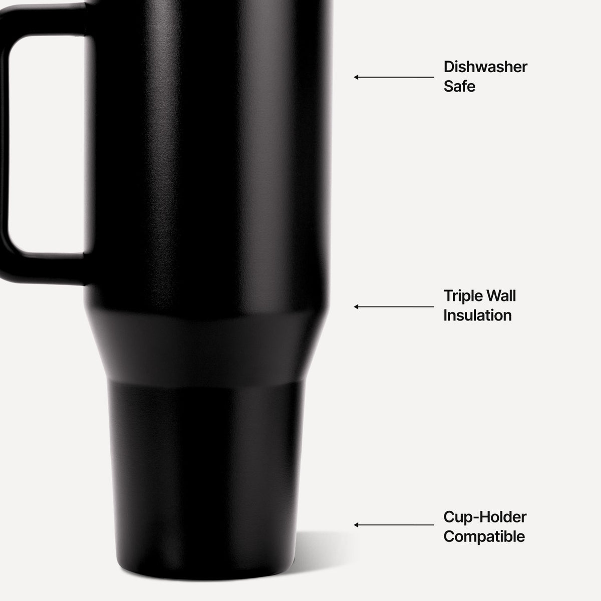 HydroJug | Traveler 40oz - All-Day Insulated Tumbler with Handle – Black