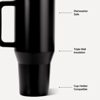 HydroJug | Traveler 40oz - All-Day Insulated Tumbler with Handle – Black