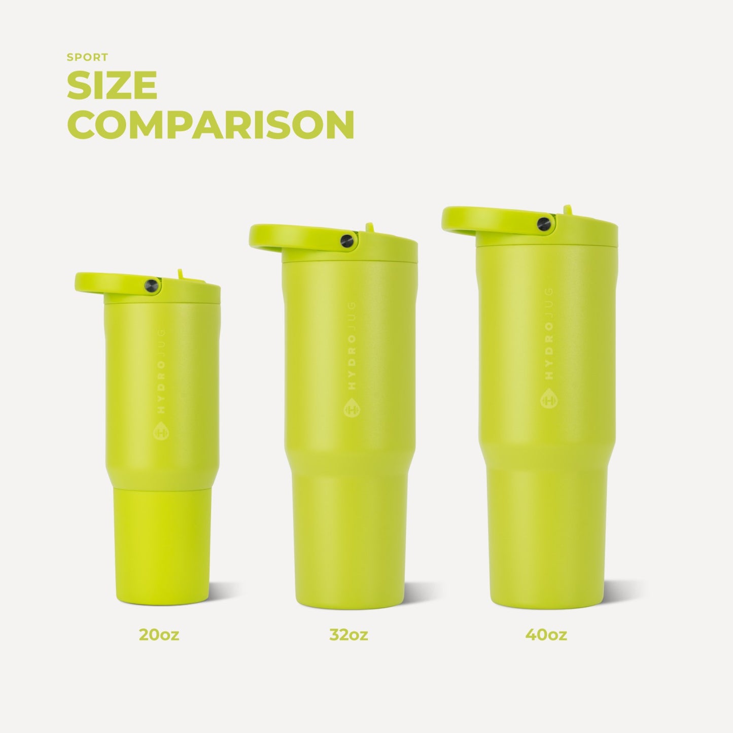 HydroJug | Sport 20oz - Insulated Water Bottle, Leakproof Flip Straw – Lemon Lime