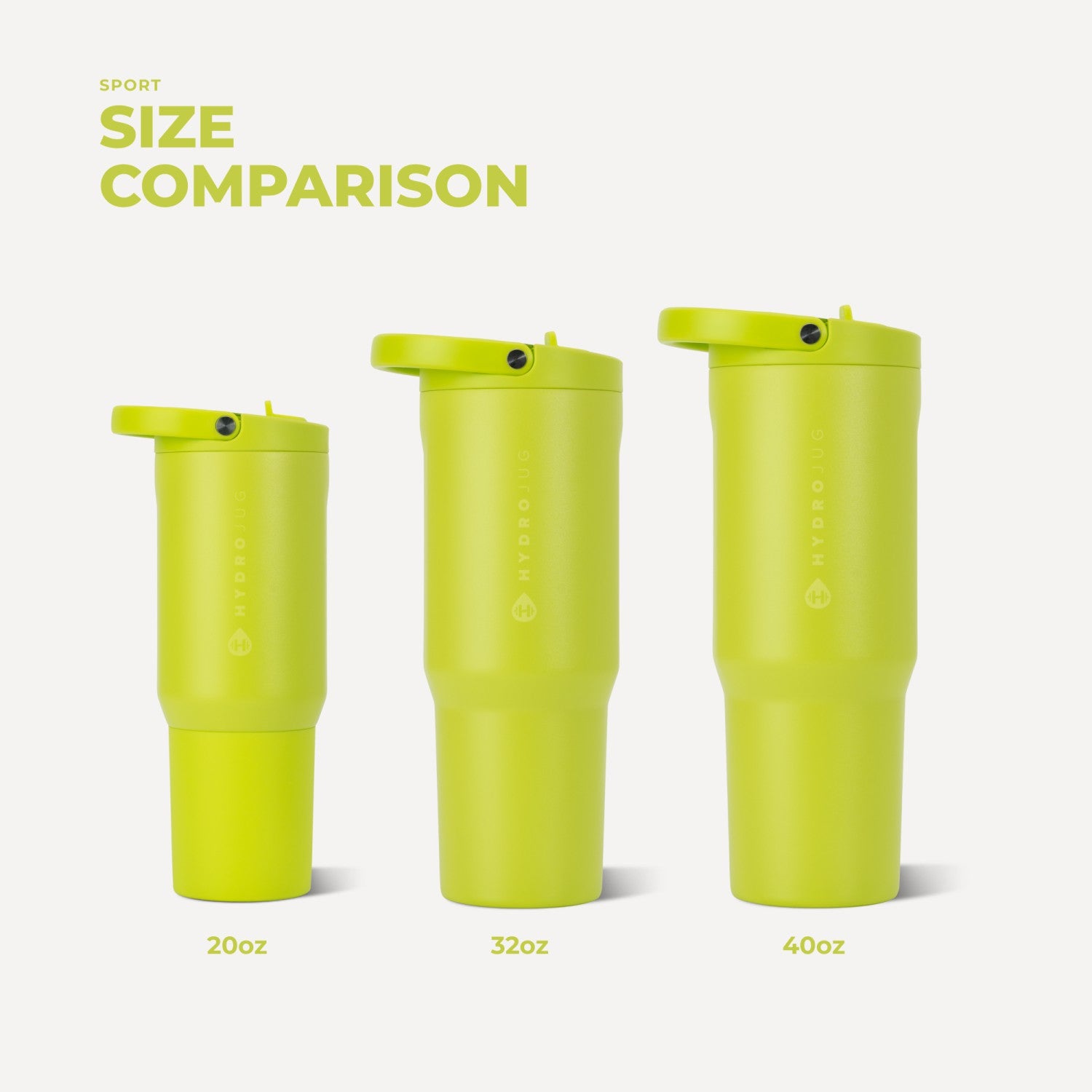 HydroJug | Sport 20oz - Insulated Water Bottle, Leakproof Flip Straw – Lemon Lime