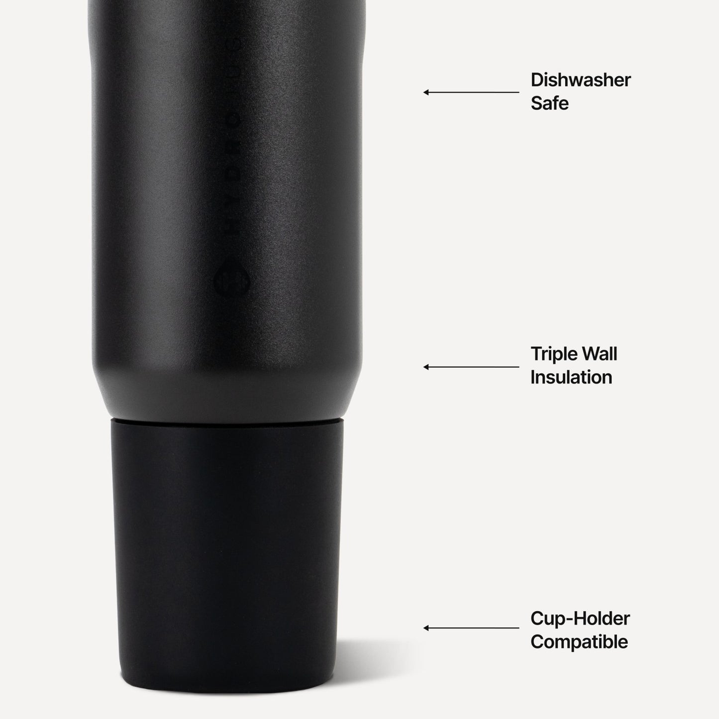 HydroJug | Sport 20oz - Insulated Water Bottle, Leakproof Flip Straw – Black