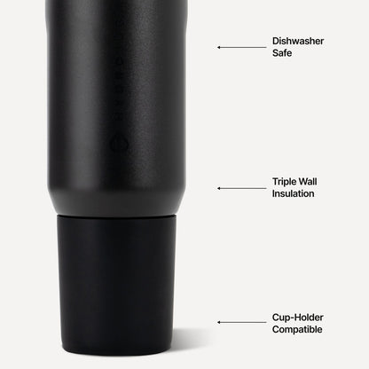 HydroJug | Sport 20oz - Insulated Water Bottle, Leakproof Flip Straw – Black