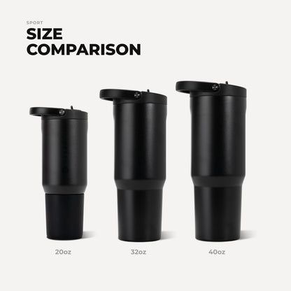 HydroJug | Sport 20oz - Insulated Water Bottle, Leakproof Flip Straw – Black