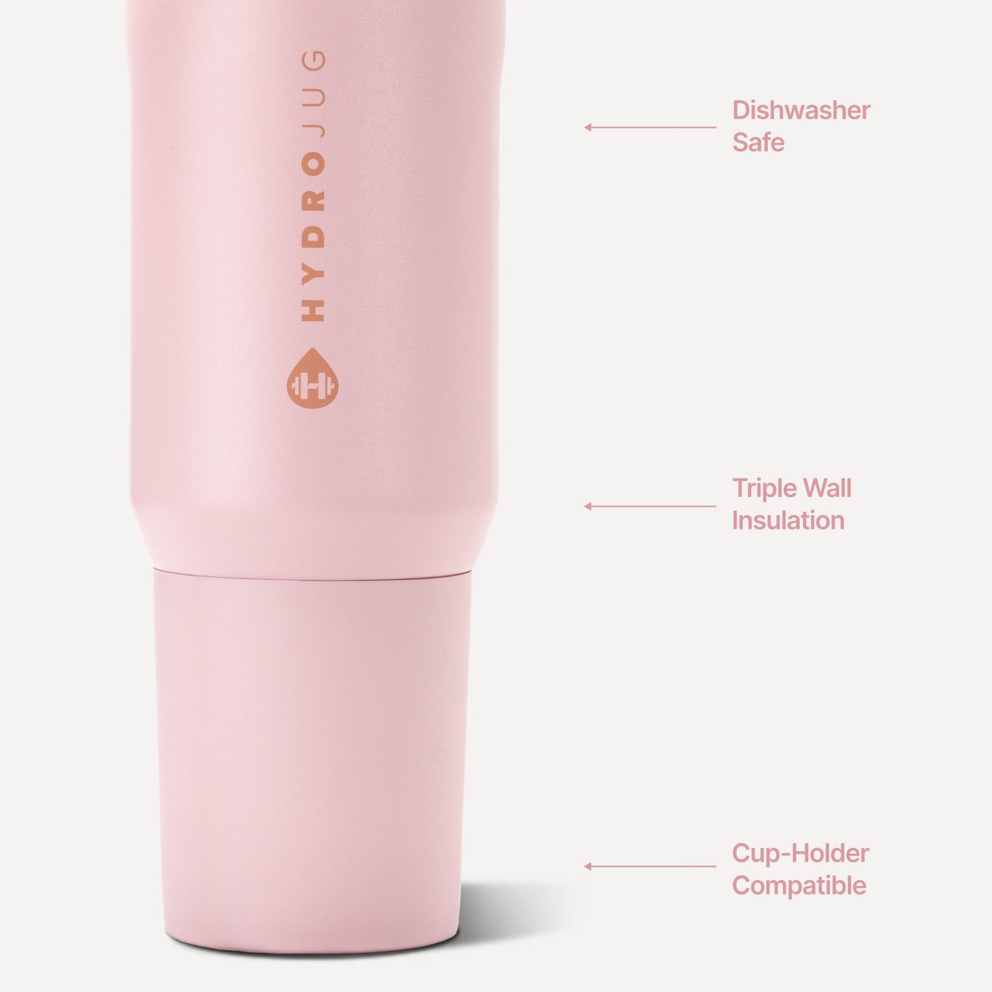 HydroJug | Sport 20oz - Insulated Water Bottle, Leakproof Flip Straw – Pink Sand