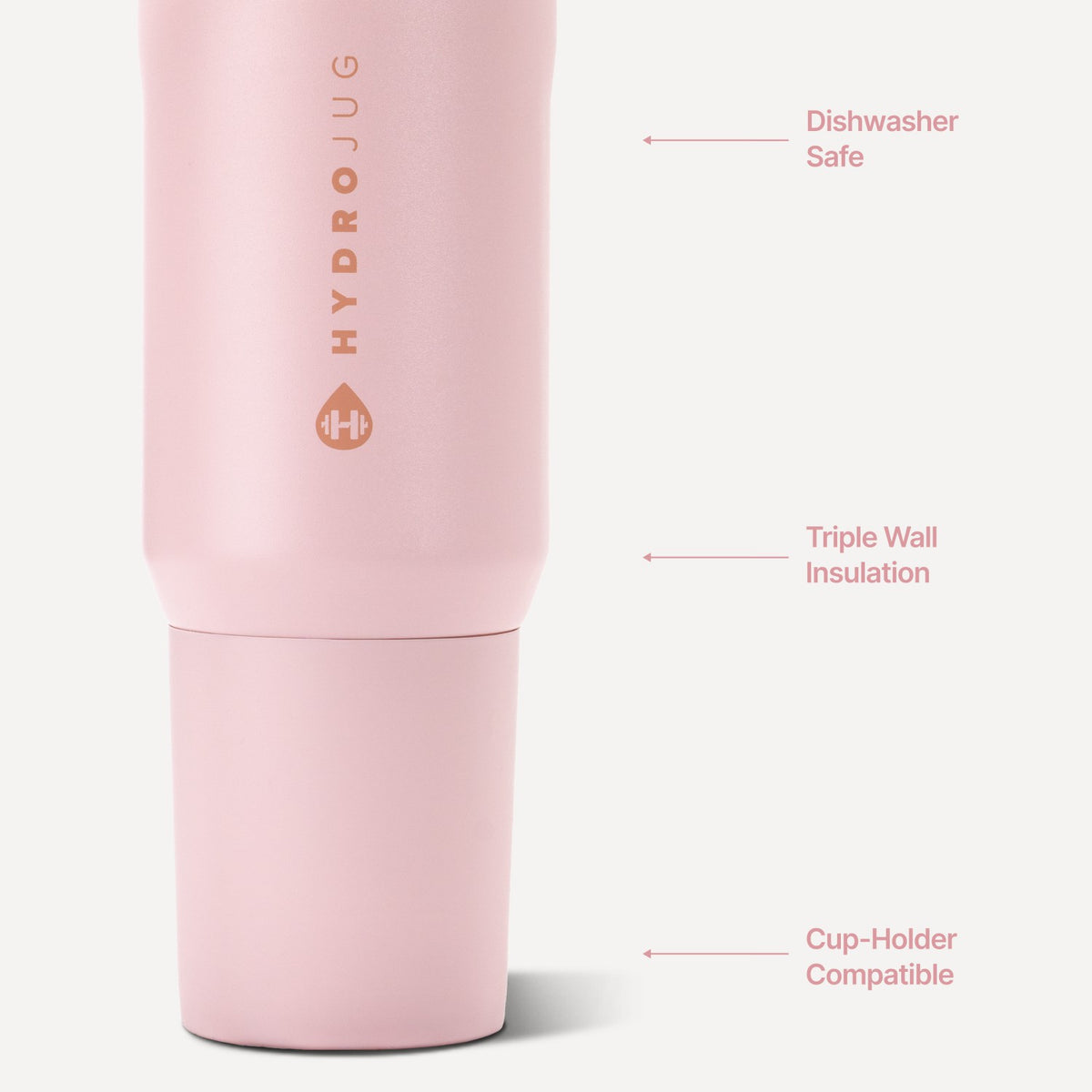 HydroJug | Sport 20oz - Insulated Water Bottle, Leakproof Flip Straw – Pink Sand