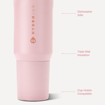 HydroJug | Sport 20oz - Insulated Water Bottle, Leakproof Flip Straw – Pink Sand