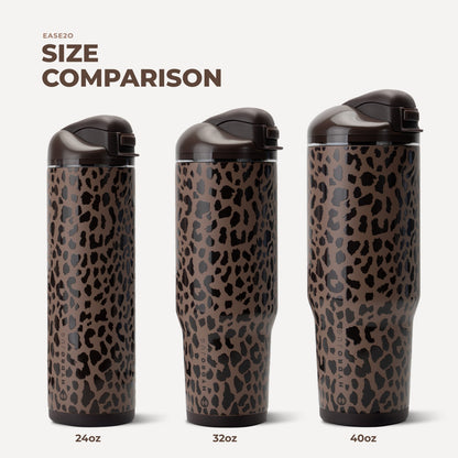 HydroJug | Ease2o 40oz - Dual-Function Water Bottle with Straw & Chug Spout – Brown Leopard