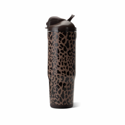 HydroJug | Ease2o 32oz - Compact Water Bottle with Straw & Chug Spout – Brown Leopard