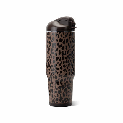 HydroJug | Ease2o 32oz - Compact Water Bottle with Straw & Chug Spout – Brown Leopard