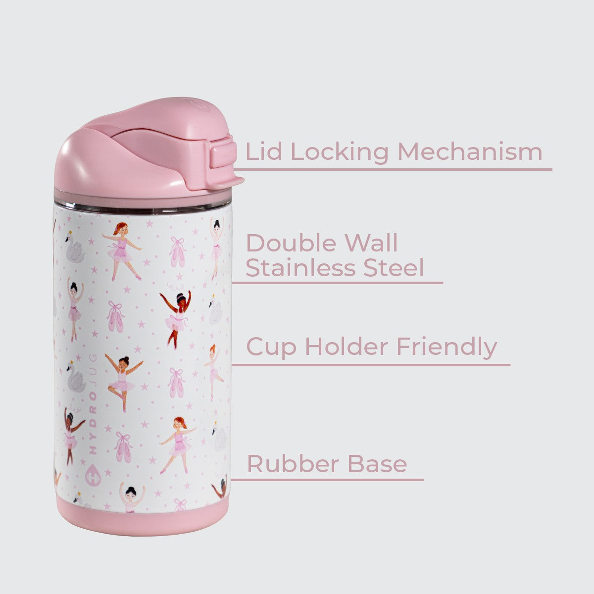HydroJug | Ease2o 14oz - Leakproof 2-in-1 Kids Water Bottle with Straw & Chug Spout – Ballerina