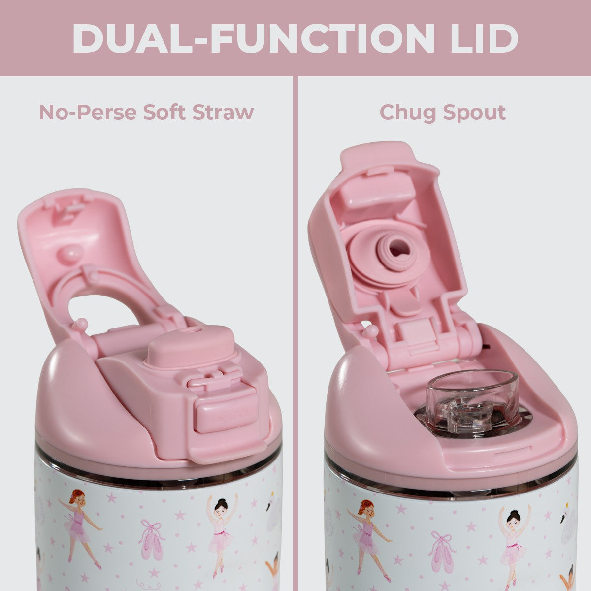 HydroJug | Ease2o 14oz - Leakproof 2-in-1 Kids Water Bottle with Straw & Chug Spout – Ballerina