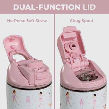 HydroJug | Ease2o 14oz - Leakproof 2-in-1 Kids Water Bottle with Straw & Chug Spout – Ballerina