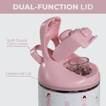 HydroJug | Ease2o 14oz - Leakproof 2-in-1 Kids Water Bottle with Straw & Chug Spout – Ballerina