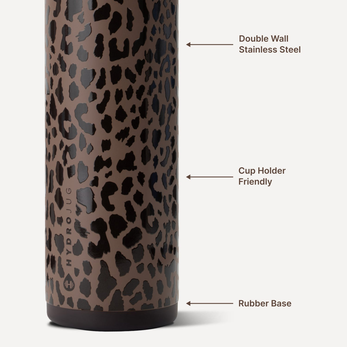 HydroJug | Ease2o 24oz - 2-in-1 Water Bottle with Soft Straw & Chug Spout – Brown Leopard