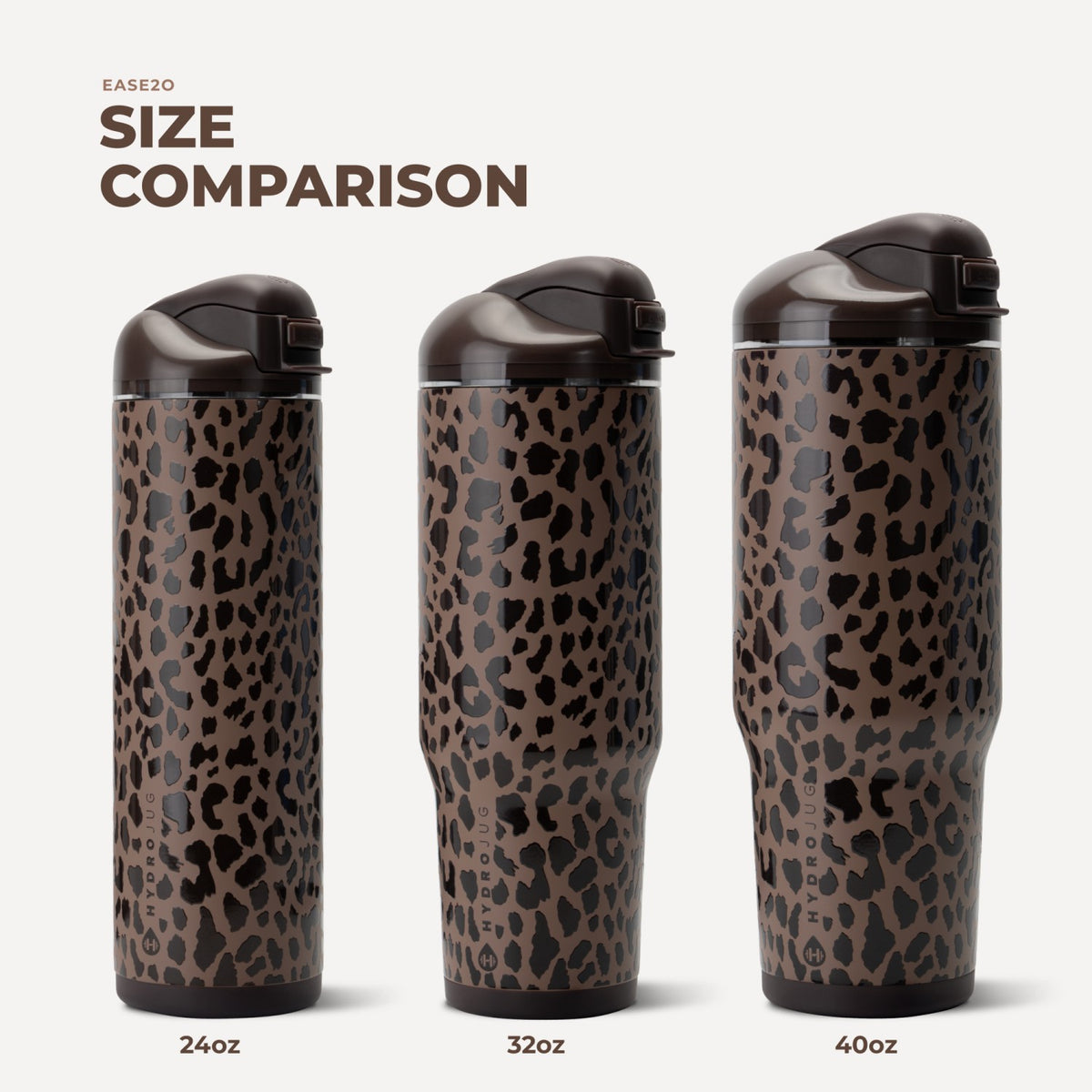 HydroJug | Ease2o 24oz - 2-in-1 Water Bottle with Soft Straw & Chug Spout – Brown Leopard