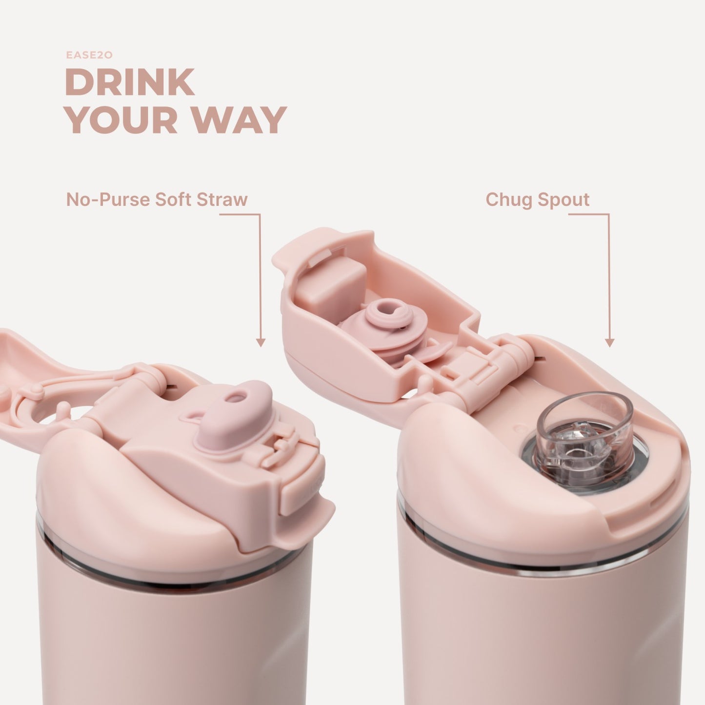 HydroJug | Ease2o 32oz - Compact Water Bottle with Straw & Chug Spout – Dusty Rose