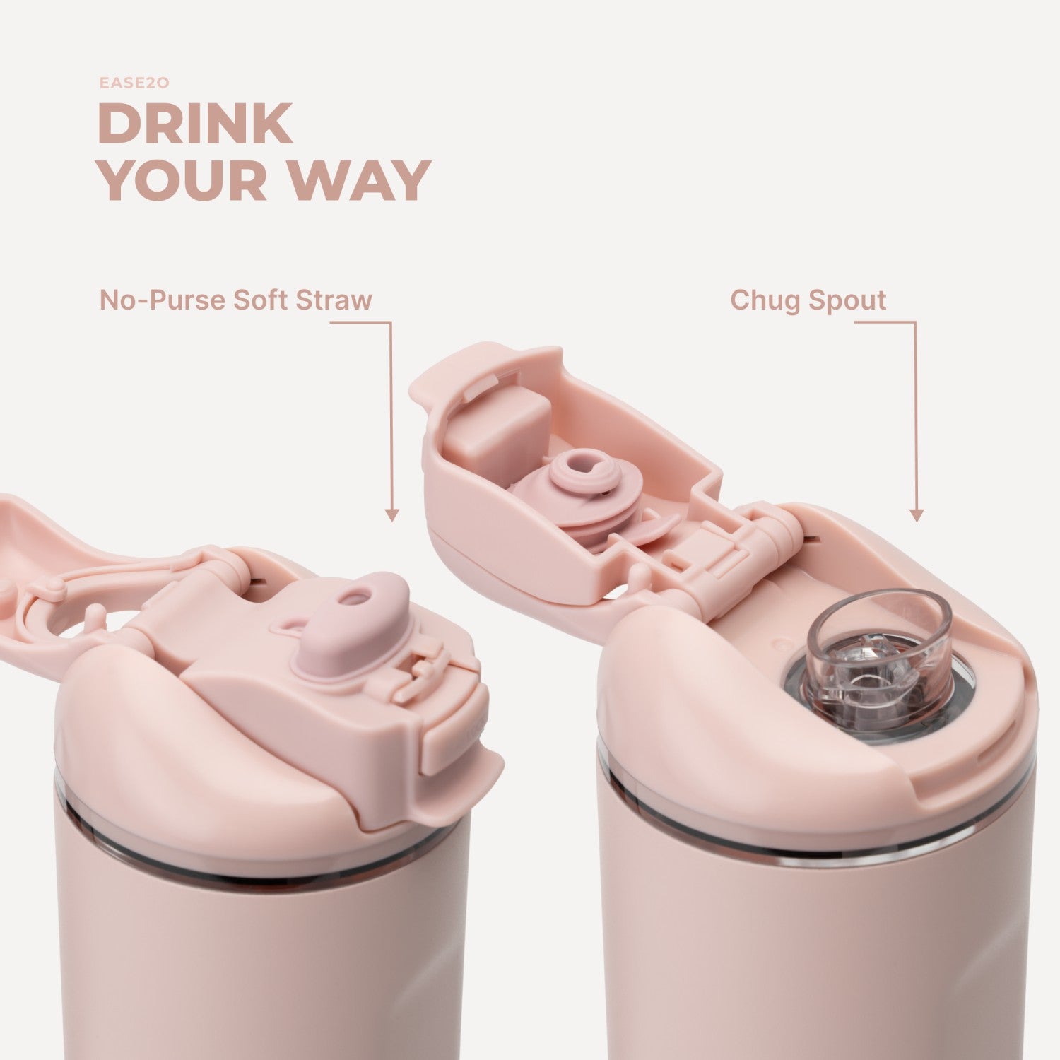 HydroJug | Ease2o 32oz - Compact Water Bottle with Straw & Chug Spout – Dusty Rose