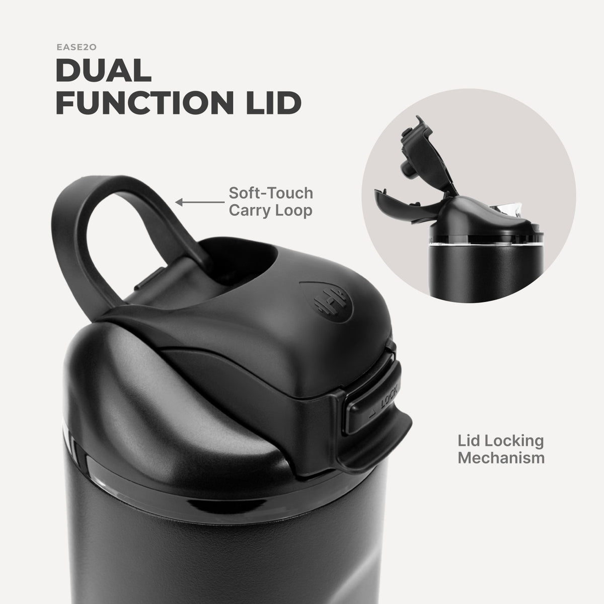 HydroJug | Ease2o 32oz - Compact Water Bottle with Straw & Chug Spout – Black