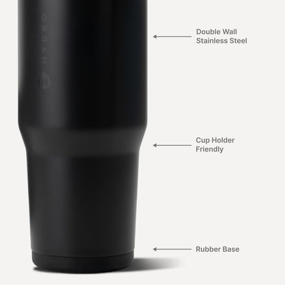 HydroJug | Ease2o 32oz - Compact Water Bottle with Straw & Chug Spout – Black
