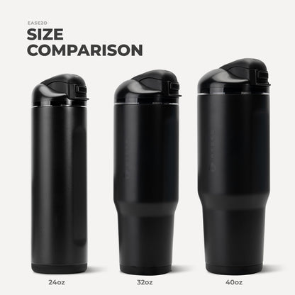 HydroJug | Ease2o 32oz - Compact Water Bottle with Straw & Chug Spout – Black