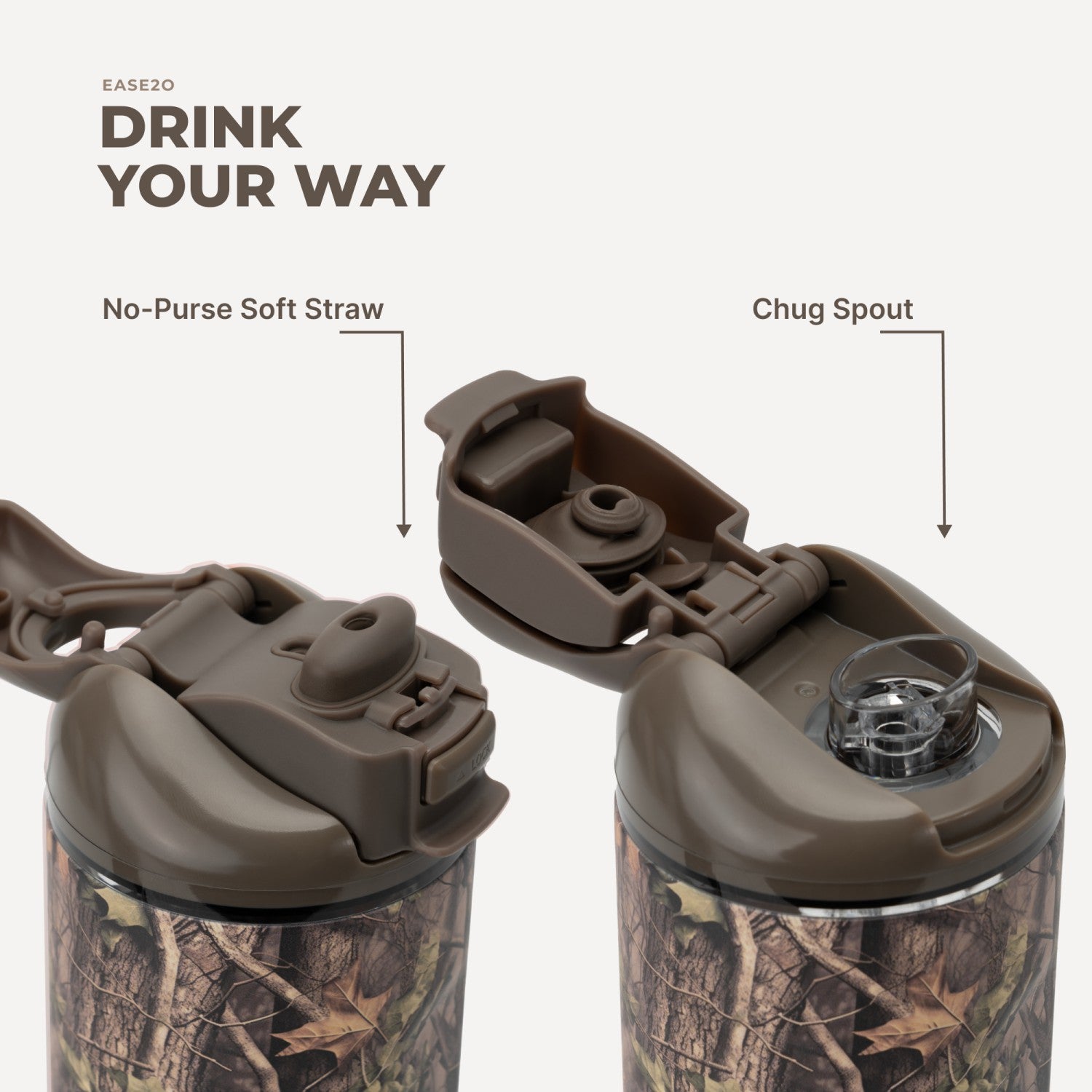 HydroJug | Ease2o 24oz - 2-in-1 Water Bottle with Soft Straw & Chug Spout – Woodland