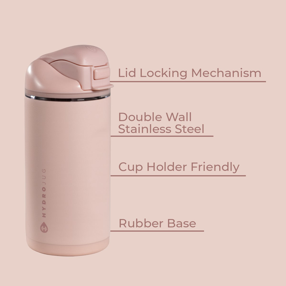 HydroJug | Ease2o 14oz - Leakproof 2-in-1 Kids Water Bottle with Straw & Chug Spout – Dusty Rose