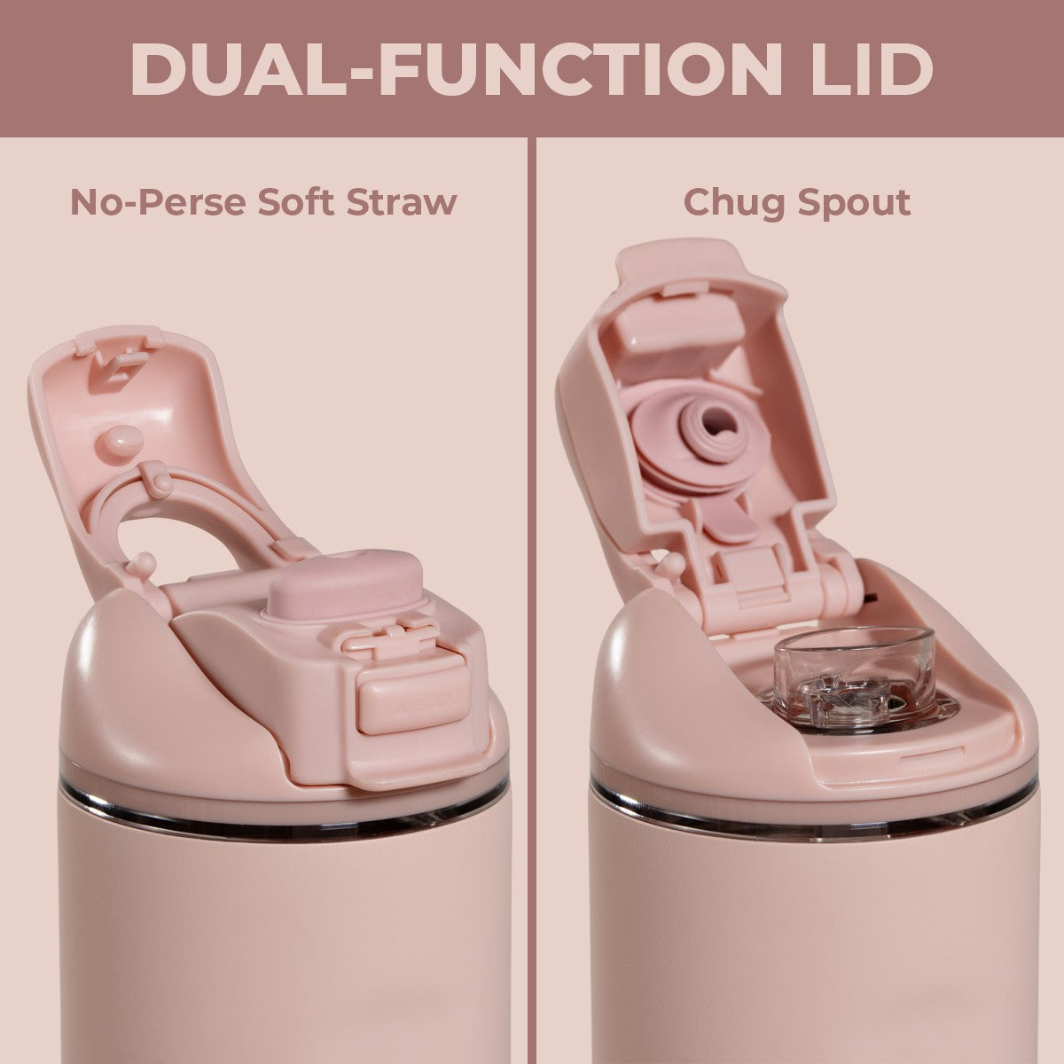 HydroJug | Ease2o 14oz - Leakproof 2-in-1 Kids Water Bottle with Straw & Chug Spout – Dusty Rose