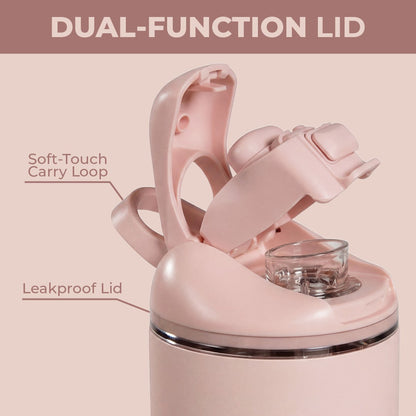 HydroJug | Ease2o 14oz - Leakproof 2-in-1 Kids Water Bottle with Straw & Chug Spout – Dusty Rose