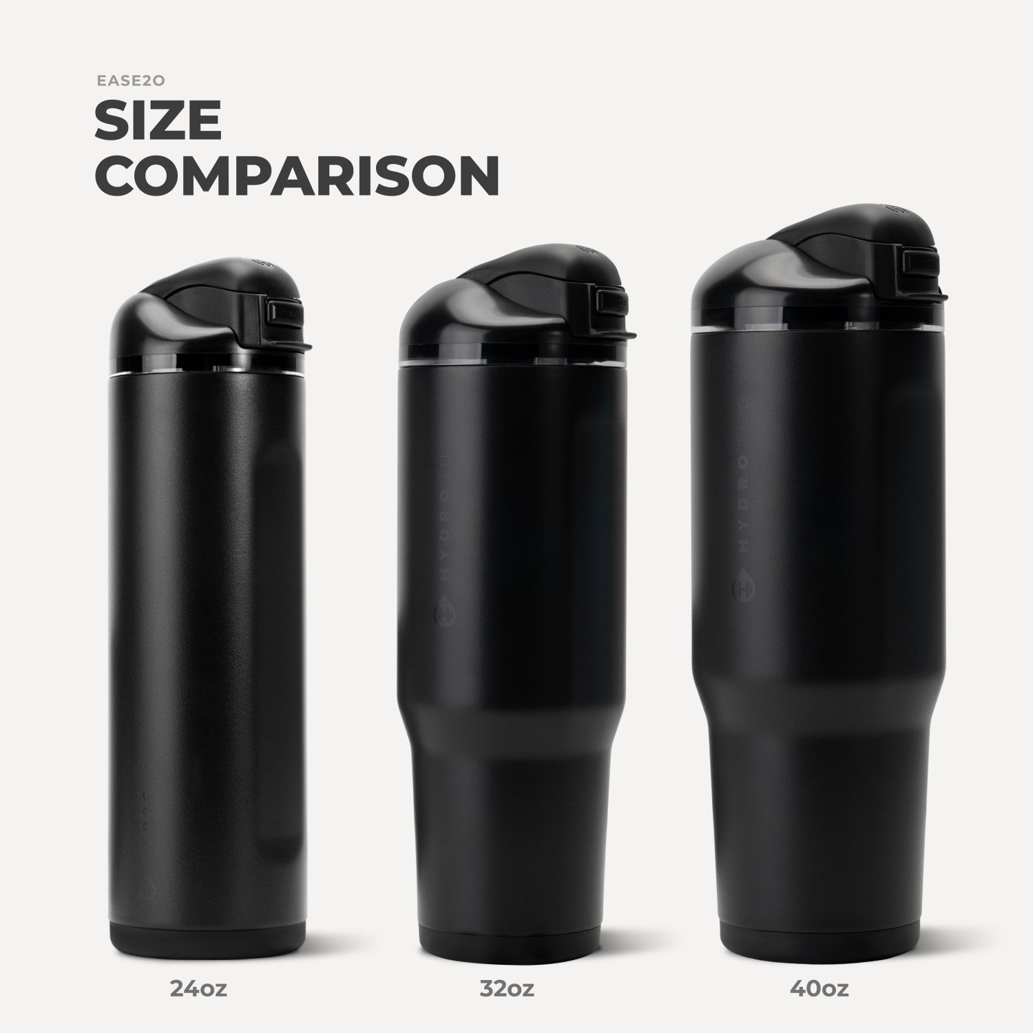 HydroJug | Ease2o 24oz - 2-in-1 Water Bottle with Soft Straw & Chug Spout – Black