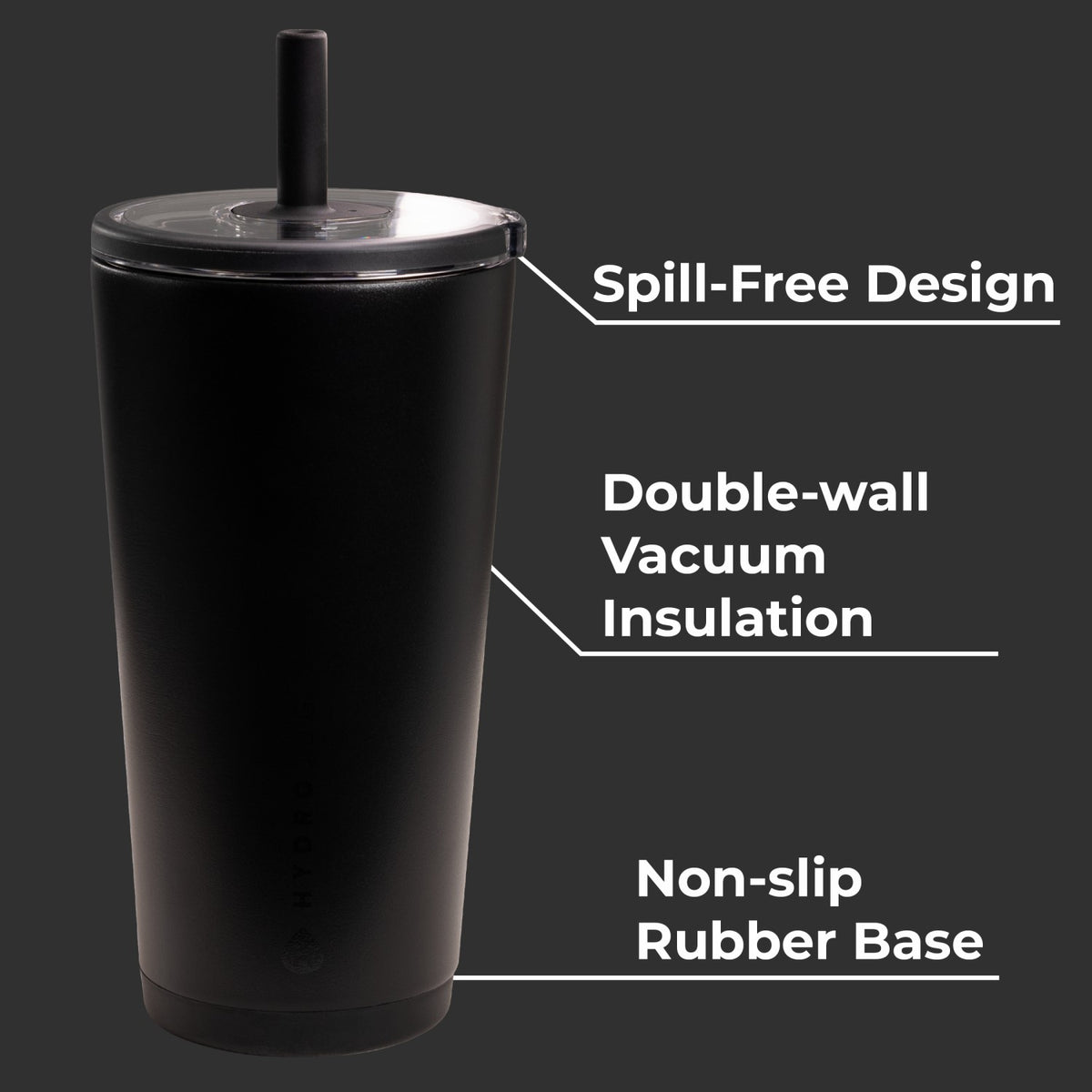 HydroJug | Everyday Tumbler 20oz - Ceramic-Lined Insulated Tumbler with Straw – Black