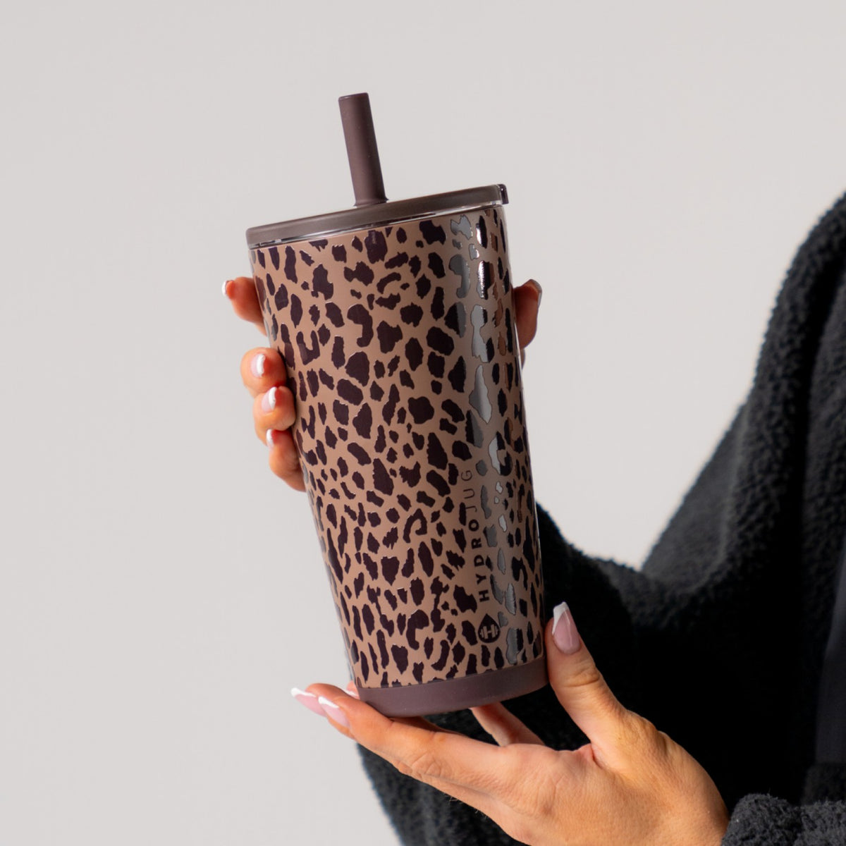 HydroJug | Everyday Tumbler 20oz - Ceramic-Lined Insulated Tumbler with Straw – Brown Leopard