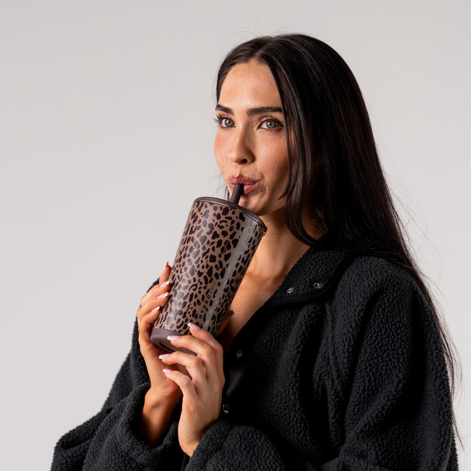 HydroJug | Everyday Tumbler 20oz - Ceramic-Lined Insulated Tumbler with Straw – Brown Leopard