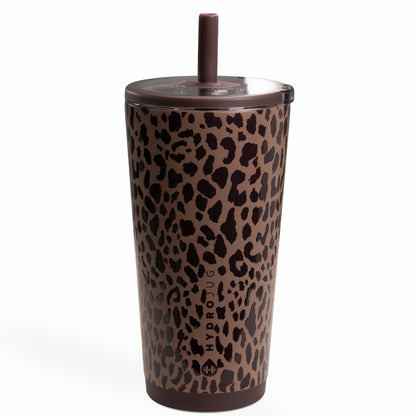 HydroJug | Everyday Tumbler 20oz - Ceramic-Lined Insulated Tumbler with Straw – Brown Leopard