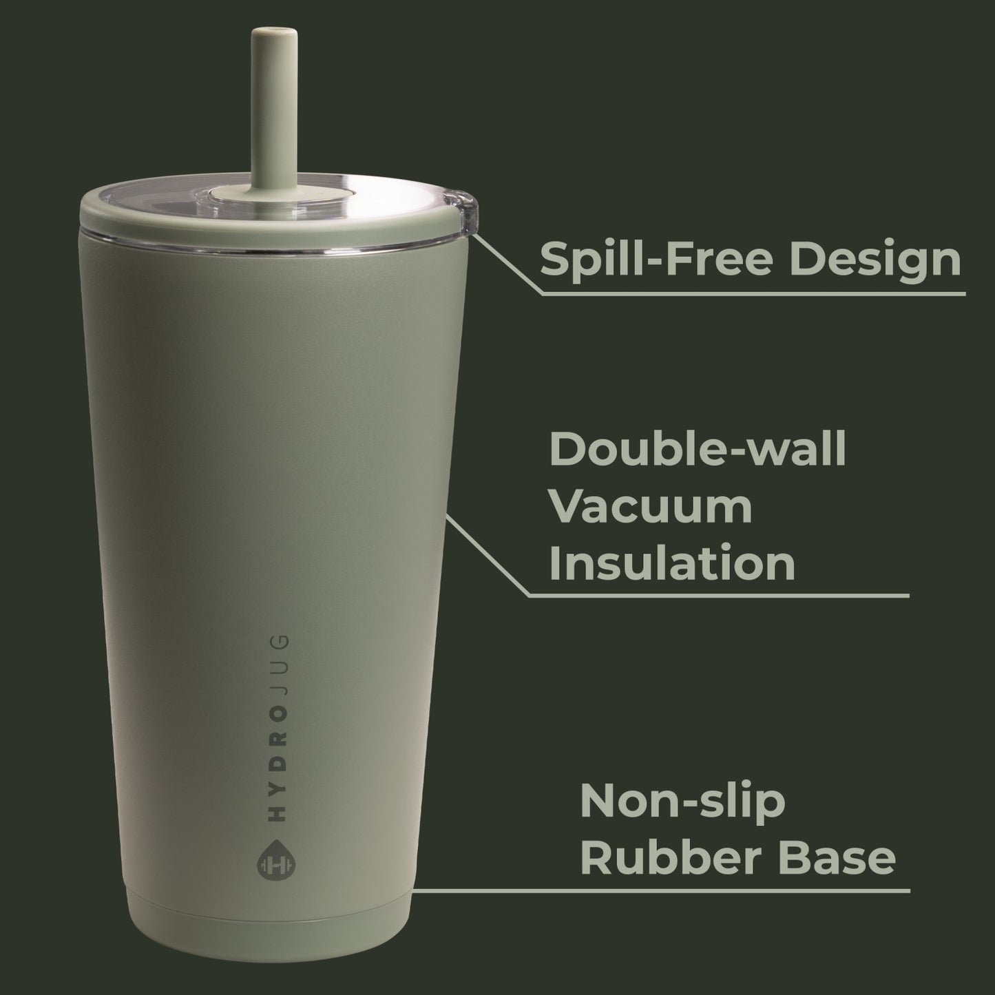 HydroJug | Everyday Tumbler 20oz - Ceramic-Lined Insulated Tumbler with Straw – Courtyard