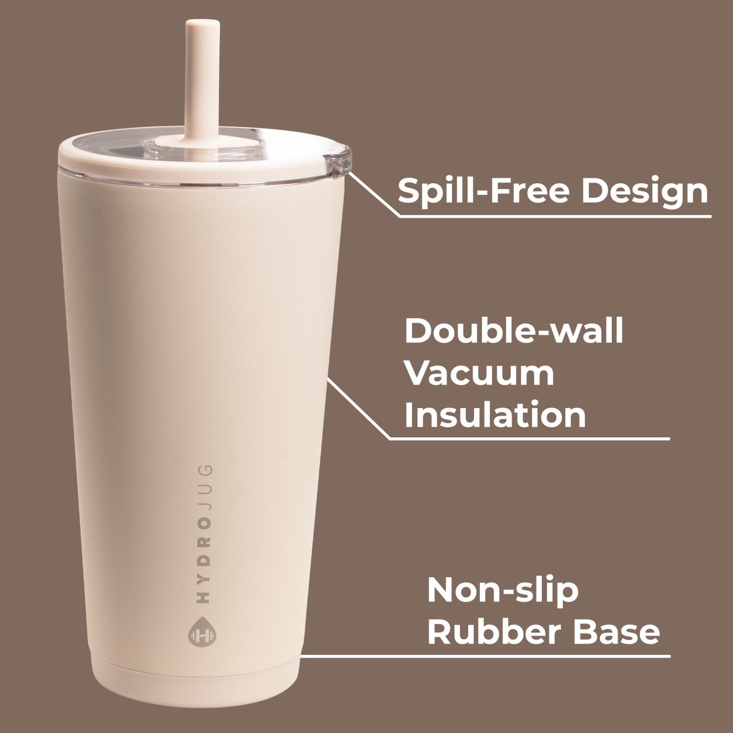 HydroJug | Everyday Tumbler 20oz - Ceramic-Lined Insulated Tumbler with Straw – Dune