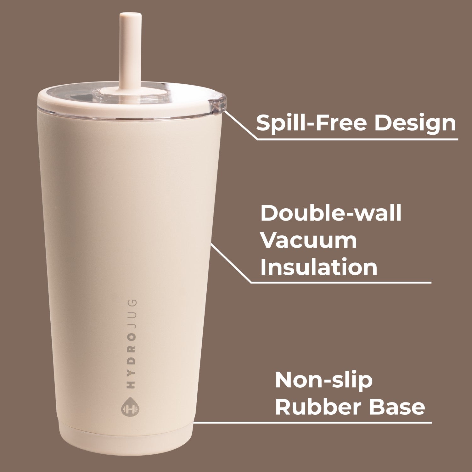 HydroJug | Everyday Tumbler 20oz - Ceramic-Lined Insulated Tumbler with Straw – Dune