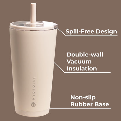 HydroJug | Everyday Tumbler 20oz - Ceramic-Lined Insulated Tumbler with Straw – Dune