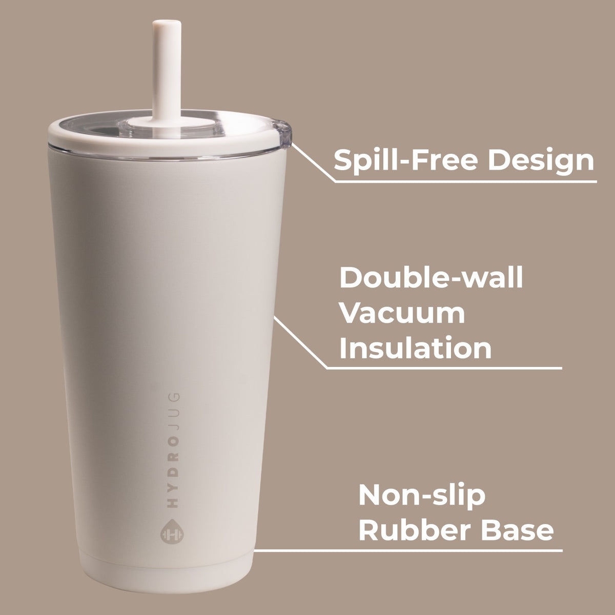 HydroJug | Everyday Tumbler 20oz - Ceramic-Lined Insulated Tumbler with Straw – Linen