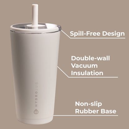 HydroJug | Everyday Tumbler 20oz - Ceramic-Lined Insulated Tumbler with Straw – Linen