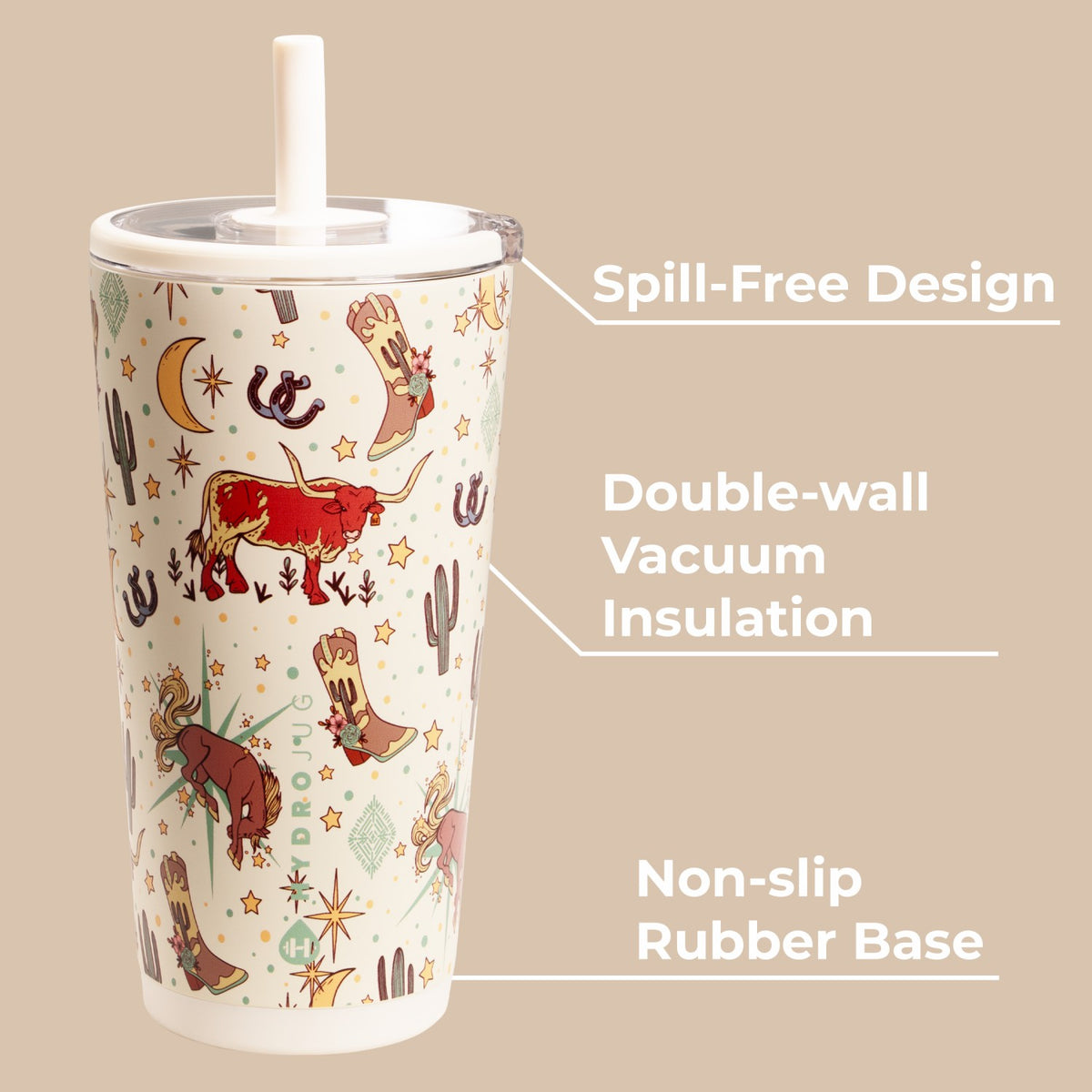 HydroJug | Everyday Tumbler 20oz - Ceramic-Lined Insulated Tumbler with Straw – Rodeo