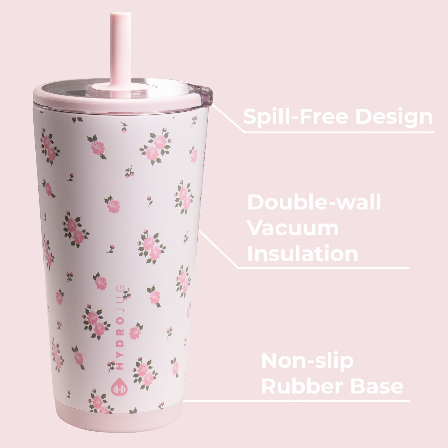 HydroJug | Everyday Tumbler 20oz - Ceramic-Lined Insulated Tumbler with Straw – Wildrose