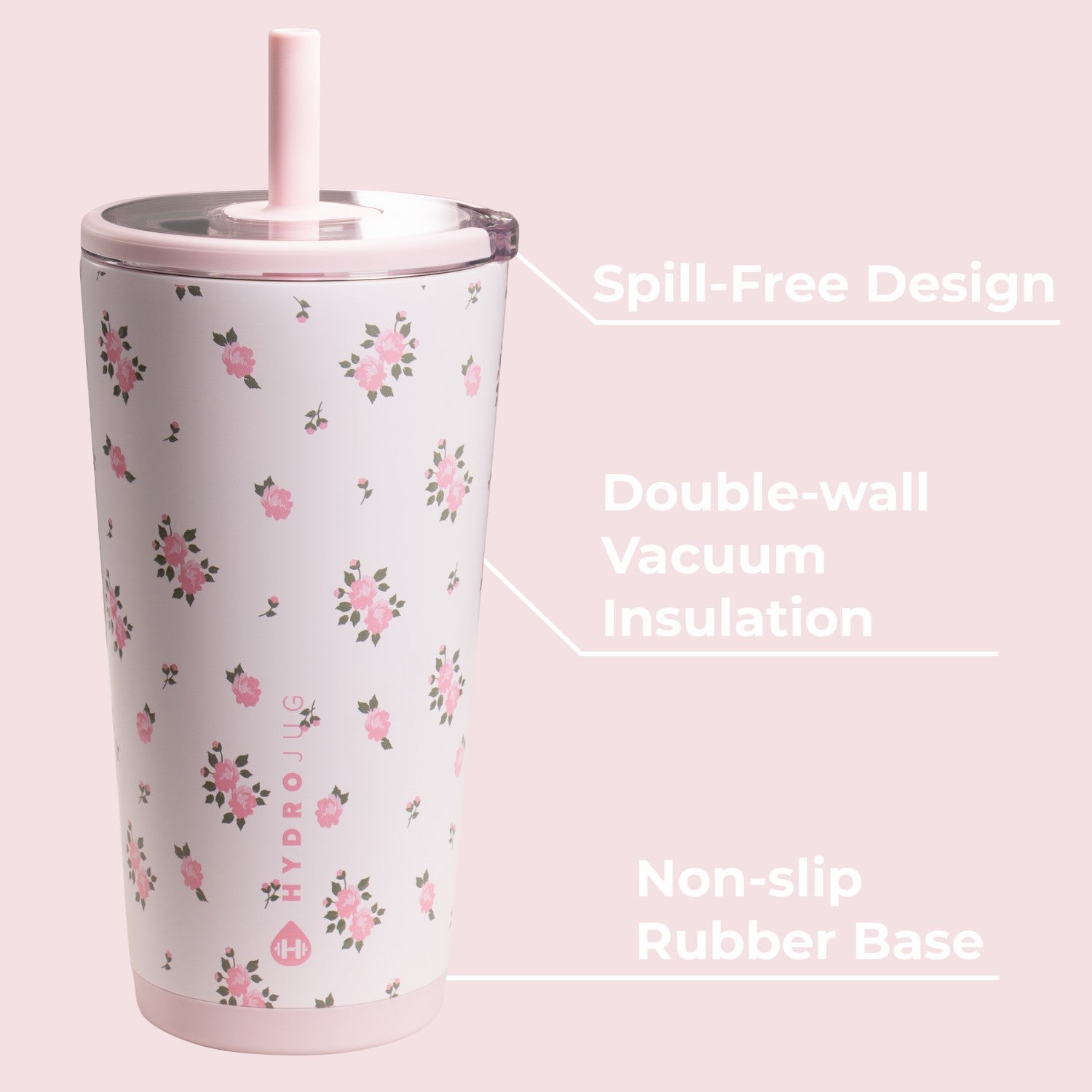 HydroJug | Everyday Tumbler 20oz - Ceramic-Lined Insulated Tumbler with Straw – Wildrose