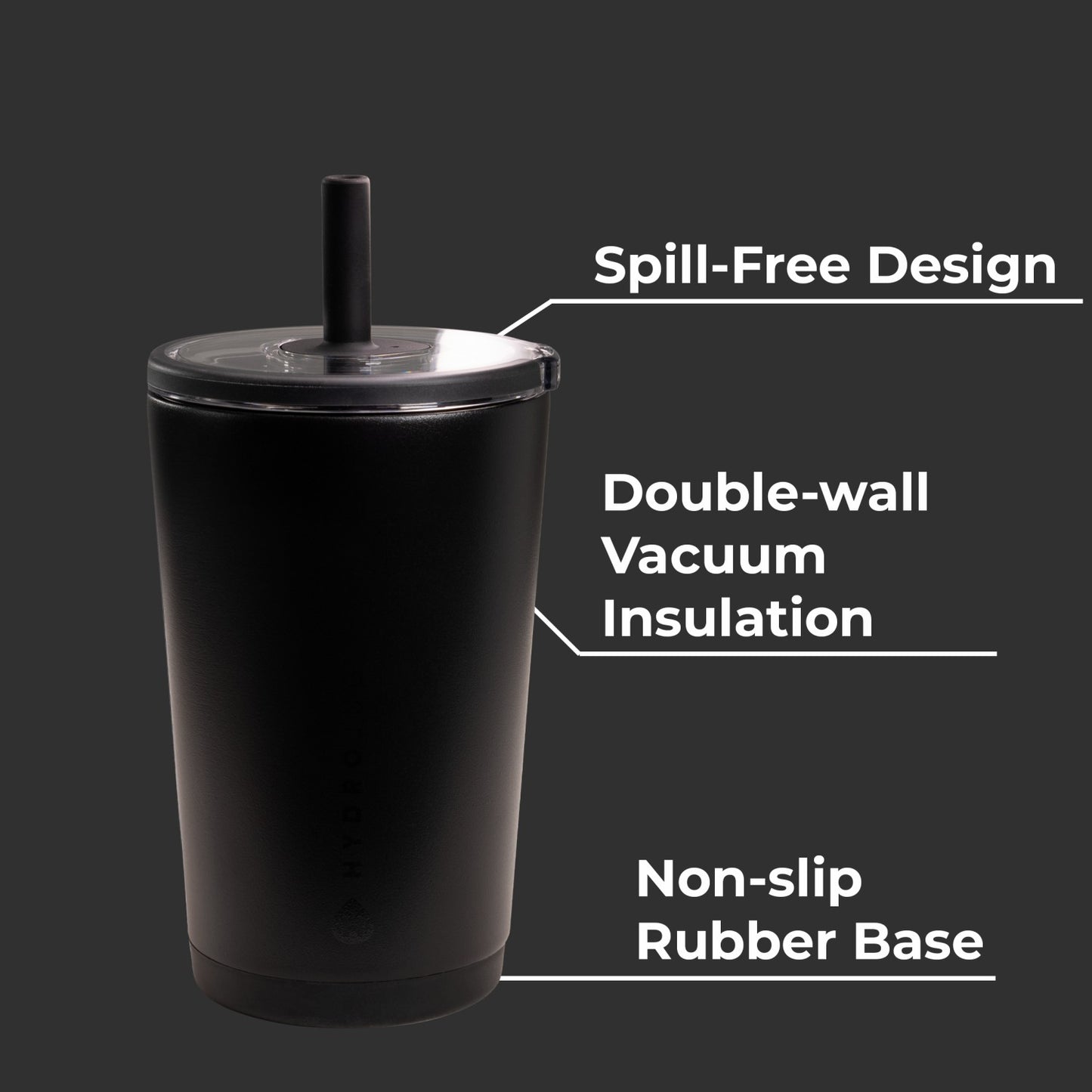HydroJug | Everyday Tumbler 14oz - Ceramic-Lined Spill-Free Kids Tumbler – Black