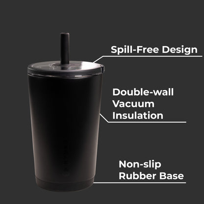 HydroJug | Everyday Tumbler 14oz - Ceramic-Lined Spill-Free Kids Tumbler – Black