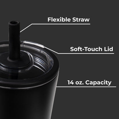 HydroJug | Everyday Tumbler 14oz - Ceramic-Lined Spill-Free Kids Tumbler – Black