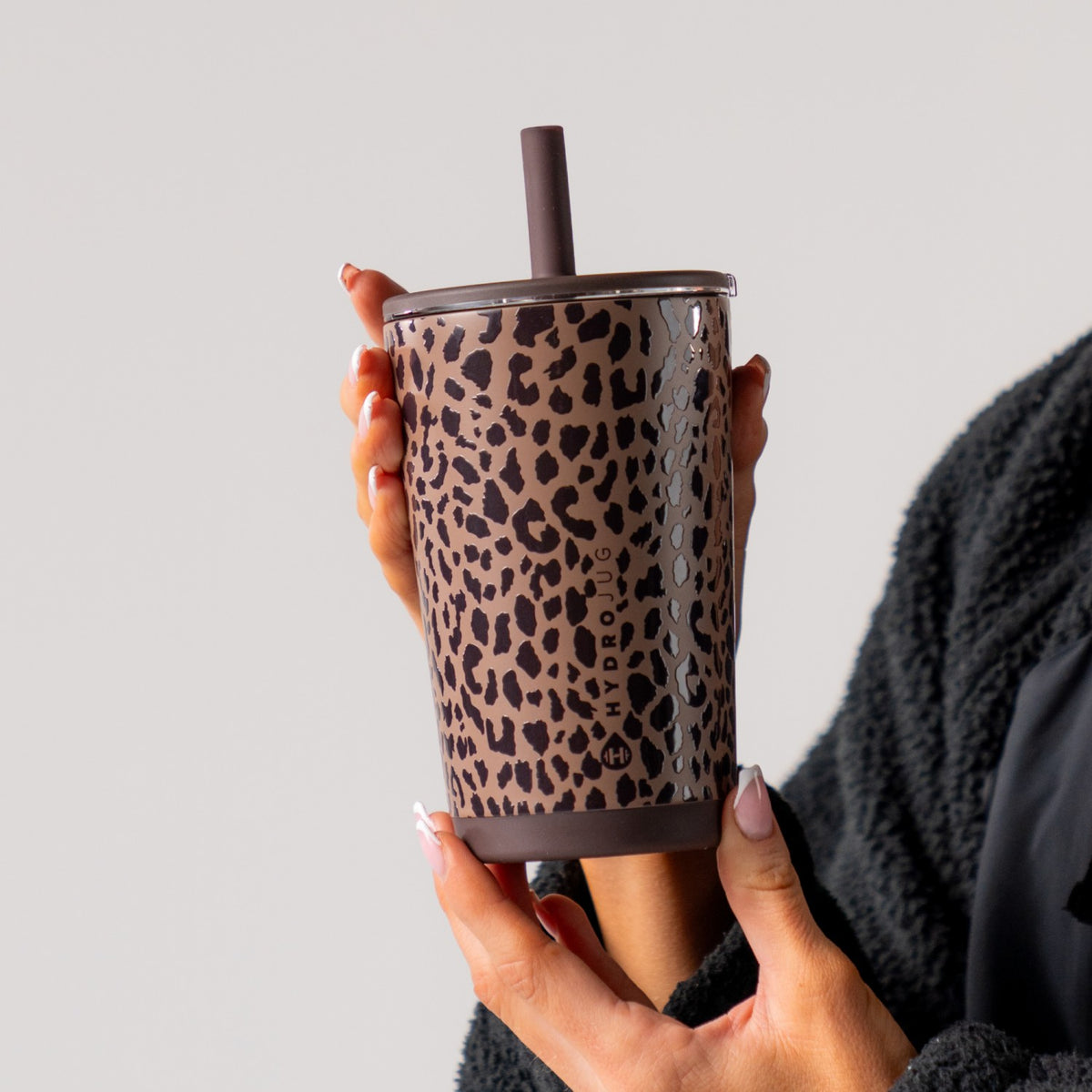 HydroJug | Everyday Tumbler 14oz - Ceramic-Lined Spill-Free Kids Tumbler – Brown Leopard