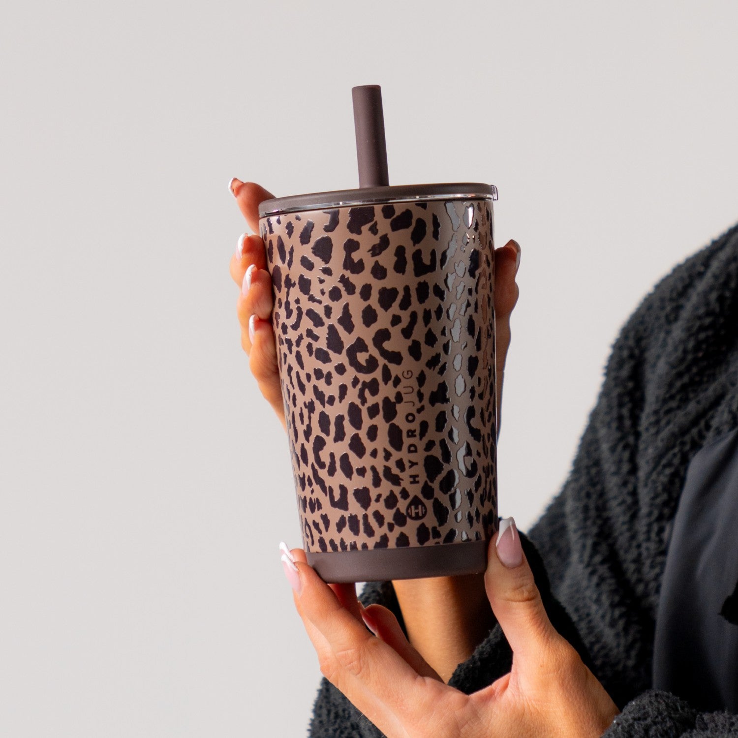 HydroJug | Everyday Tumbler 14oz - Ceramic-Lined Spill-Free Kids Tumbler – Brown Leopard